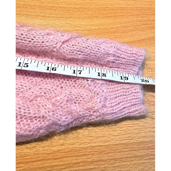 Vtg Distinction Sweater Sz L Mohair Blend Pink Cableknit 90s Grandmacore Stretch - Picture 5 of 10